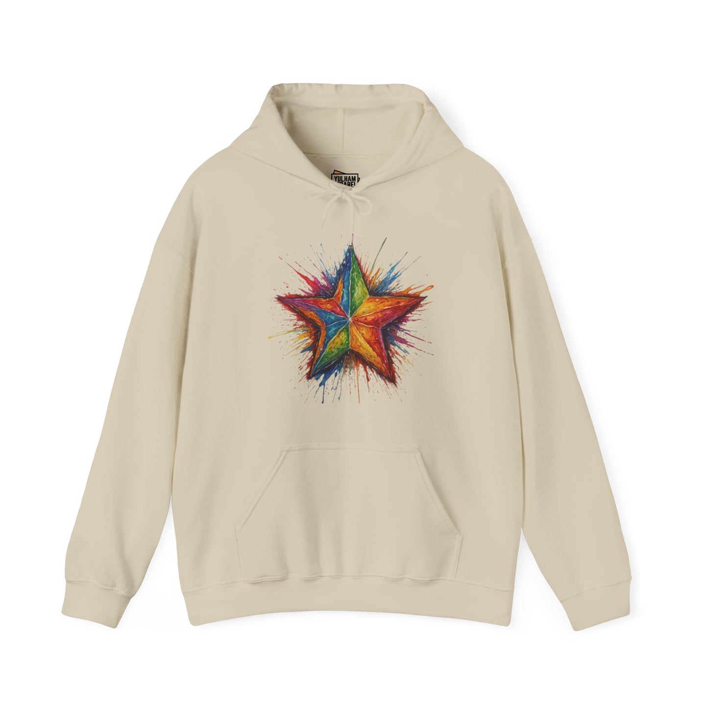 Burning Multicoloured Star - Unisex Hooded Sweatshirt