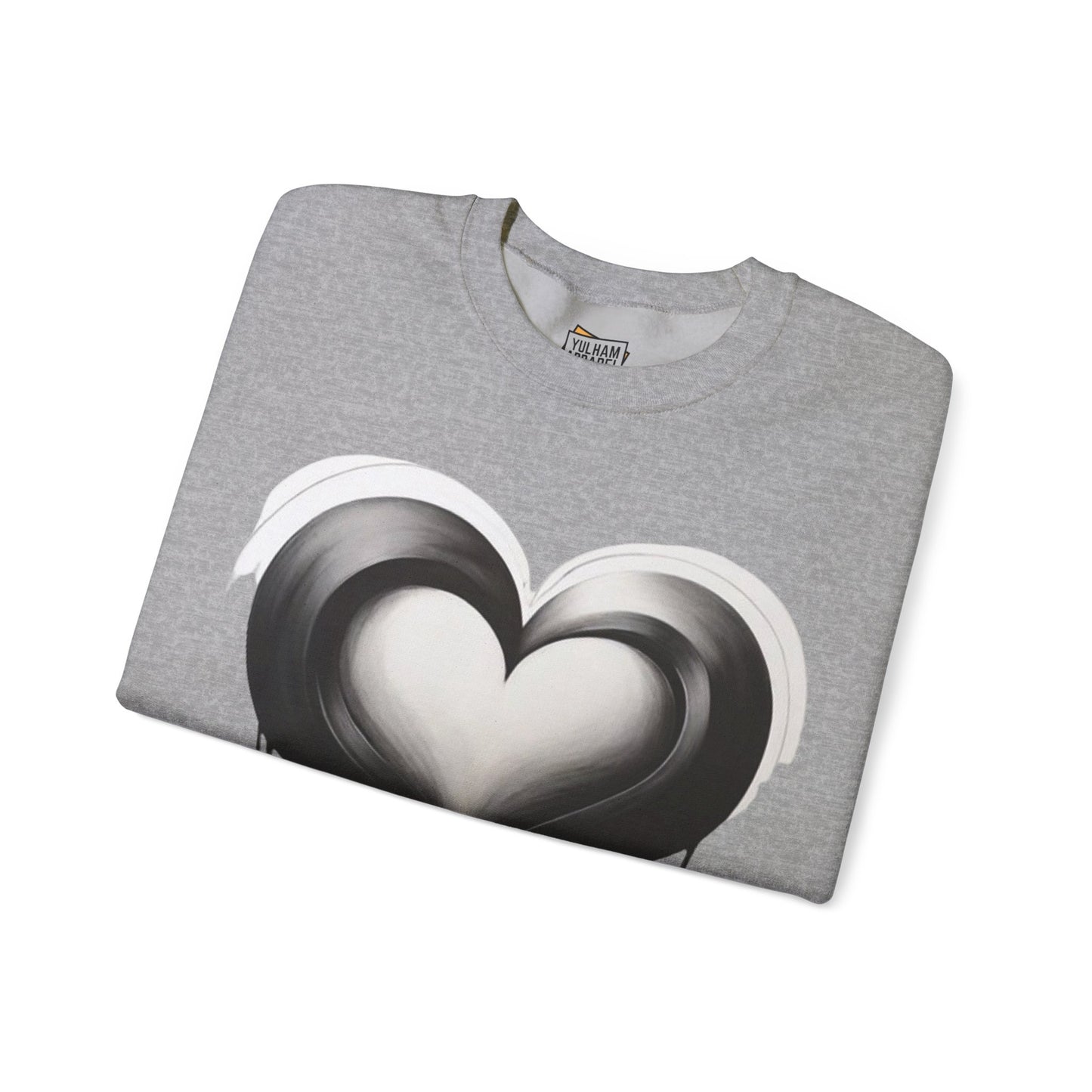 Black and White Love Heart - Unisex Crewneck Sweatshirt