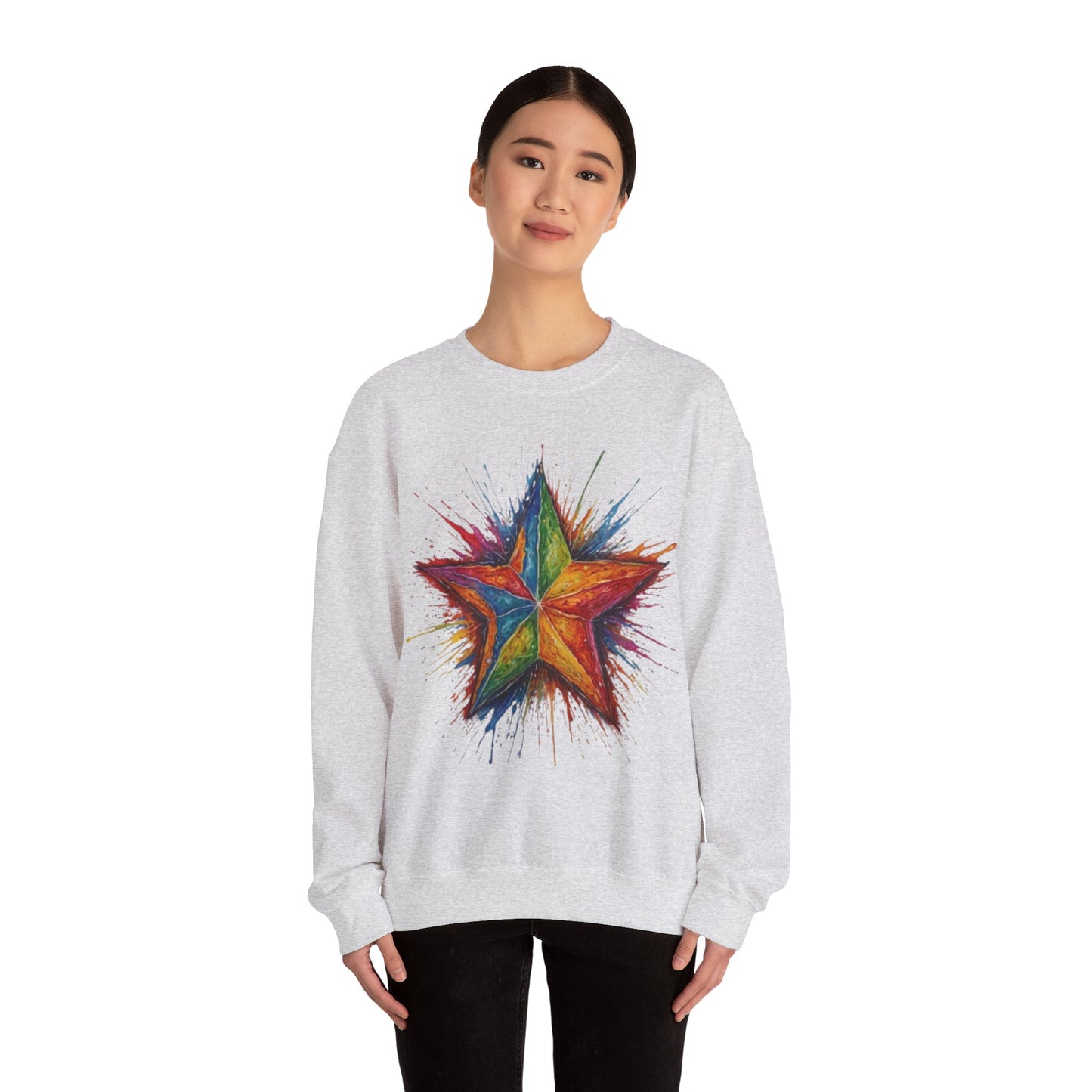 Burning Multicoloured Star - Unisex Crewneck Sweatshirt