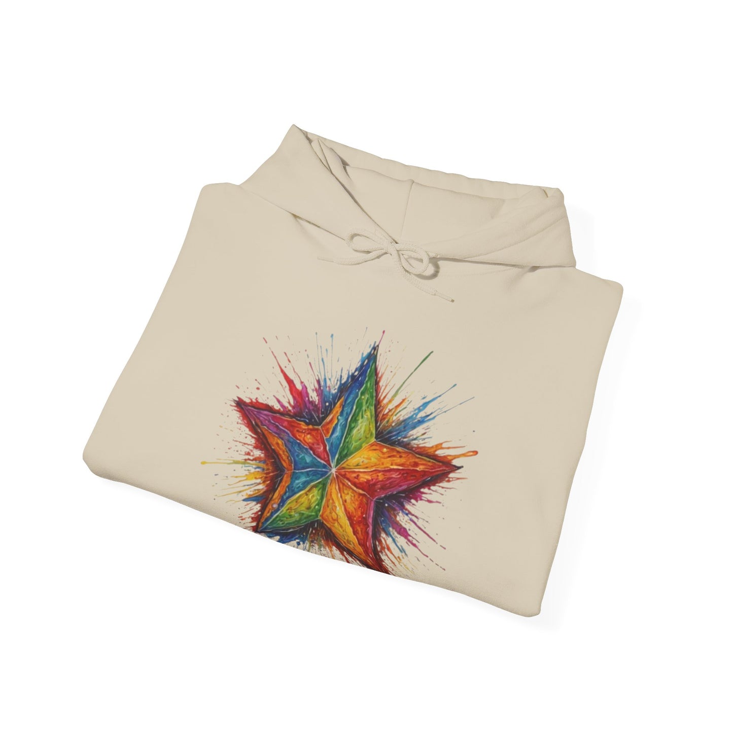 Burning Multicoloured Star - Unisex Hooded Sweatshirt