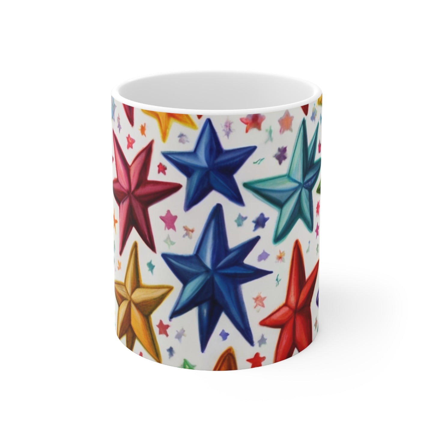 Colourful Stars Mug - Ceramic Coffee Mug 11oz