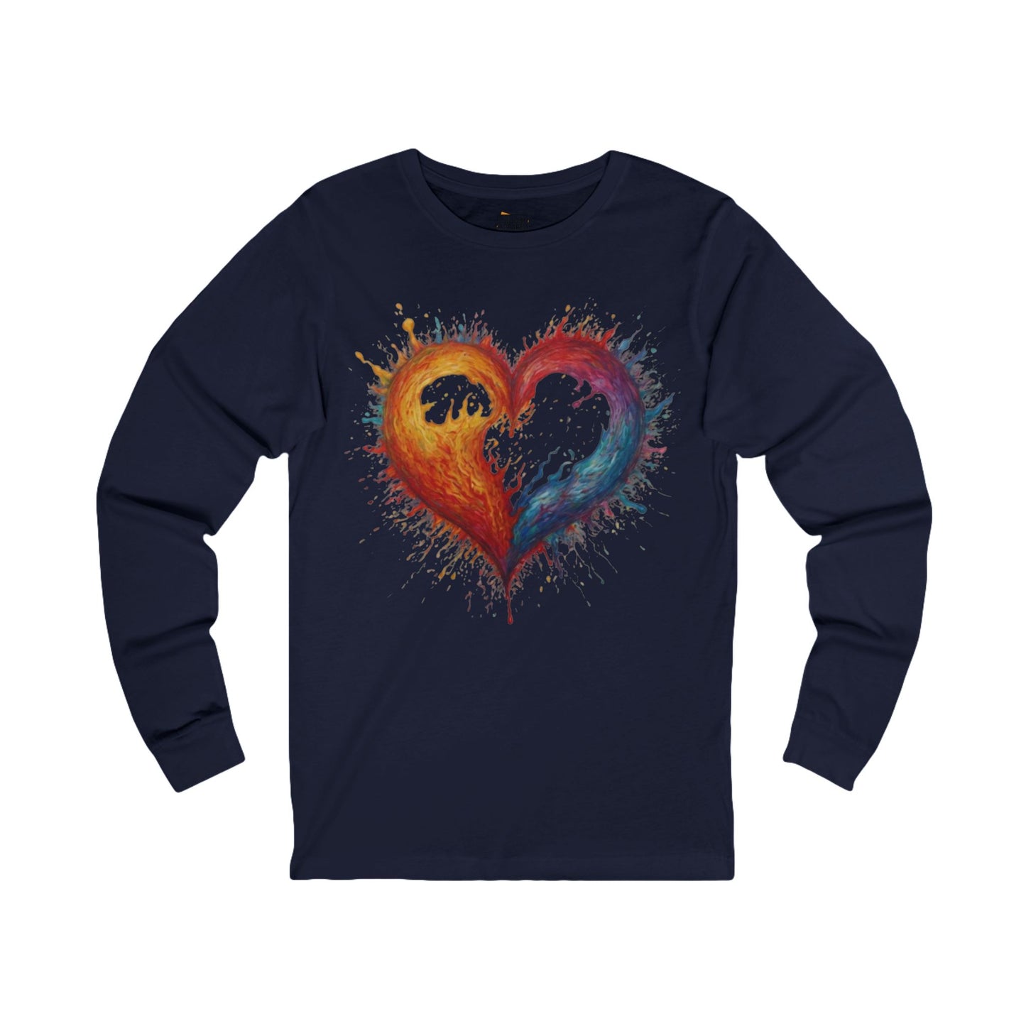 Colourful Burning Love Heart - Unisex Long Sleeve T-Shirt