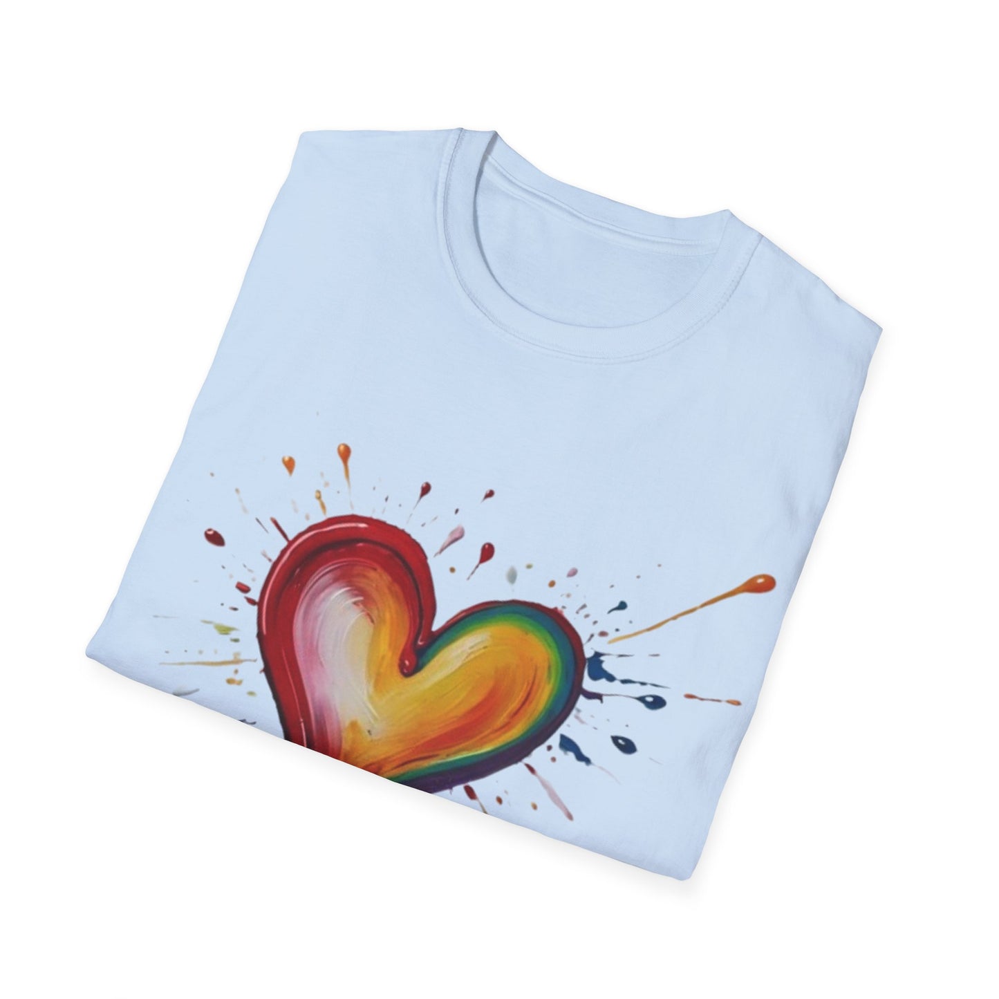 Messy Painted Colourful Slanted Love Heart - Unisex T-Shirt