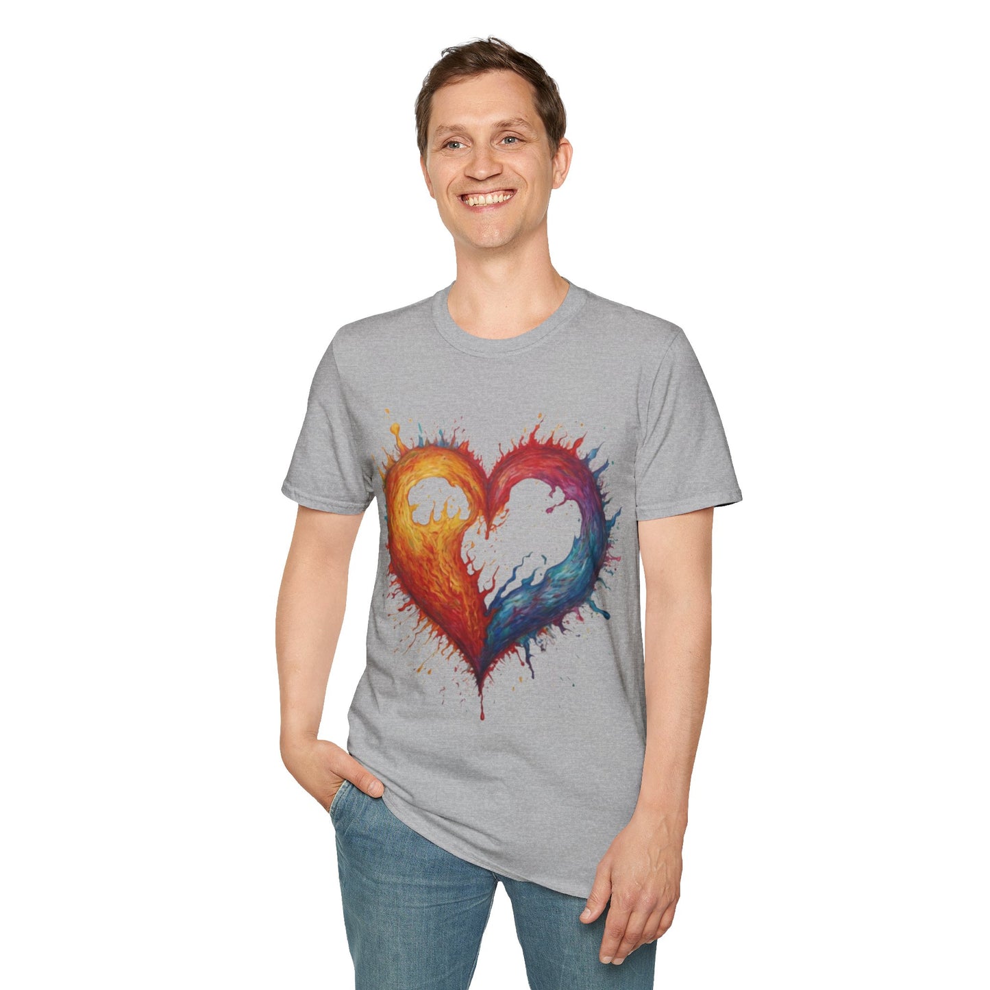 Colourful Burning Love Heart - Unisex T-Shirt