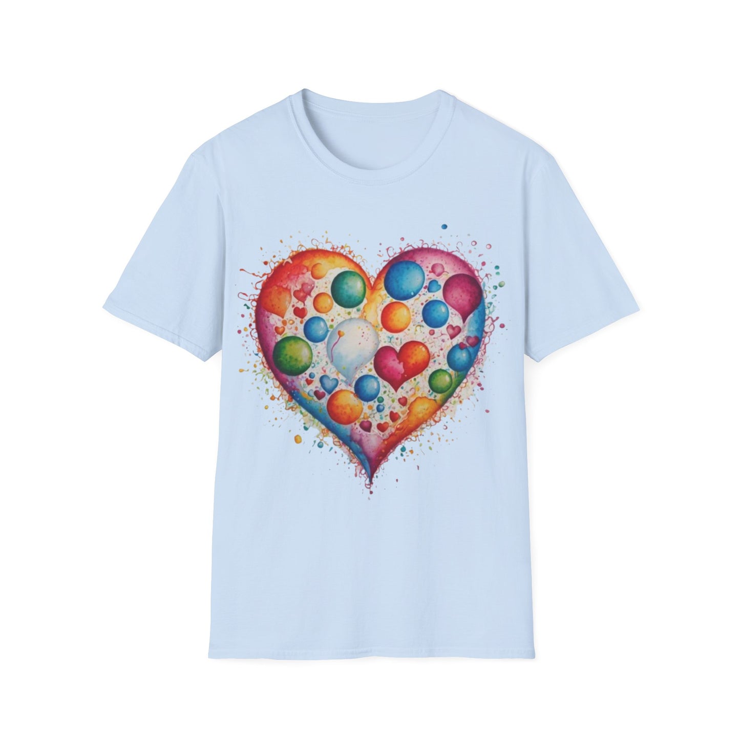 Colourful Messy Bubbles Love Heart - Unisex T-Shirt