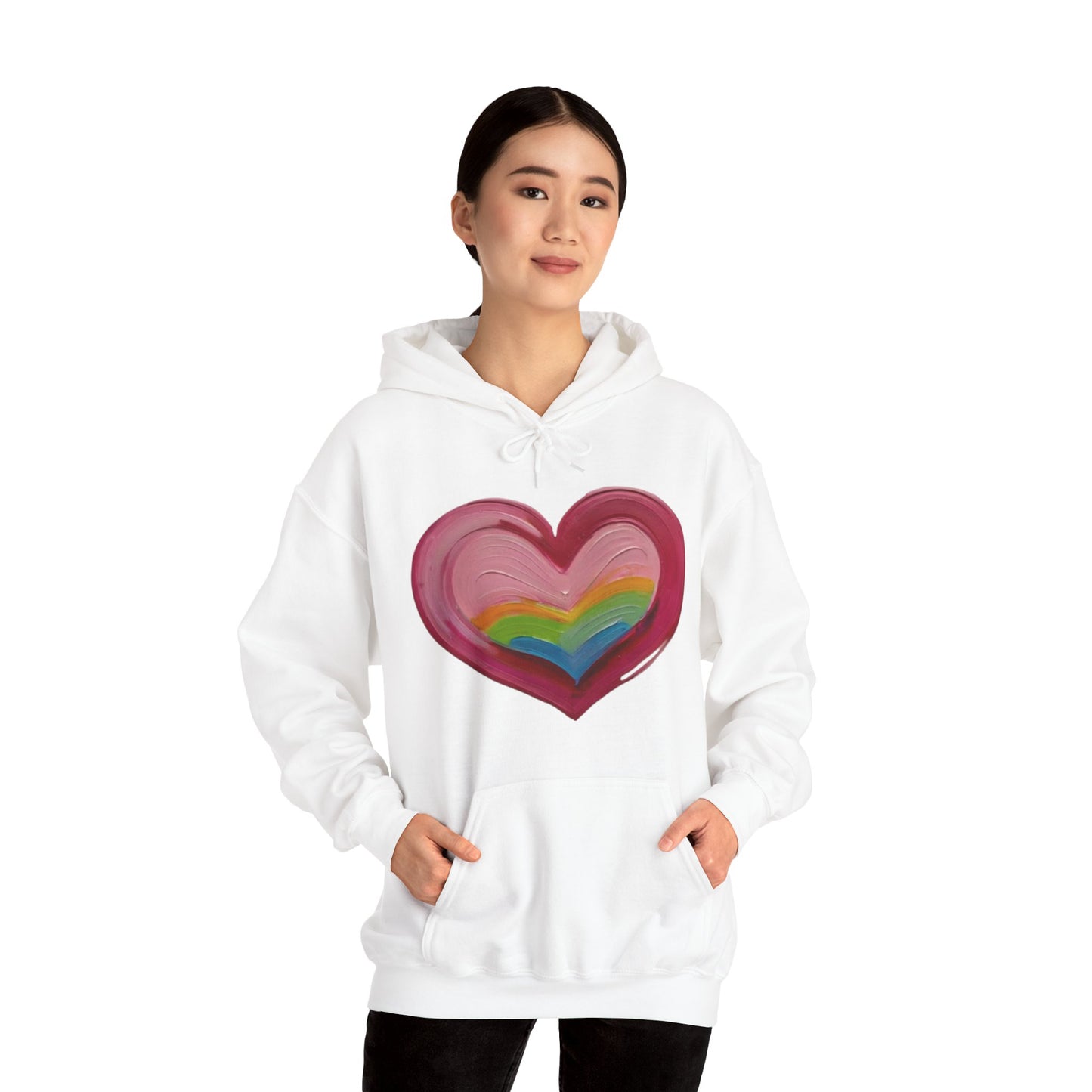 Pink Painted Love Heart - Unisex Hooded Sweatshirt