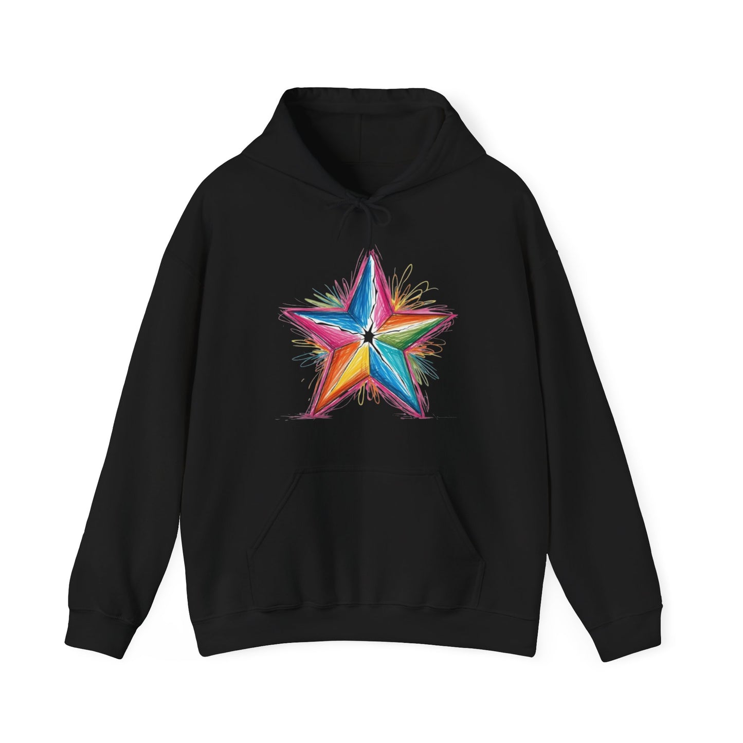 Vibrant Coloured Messy Star - Unisex Hooded Sweatshirt