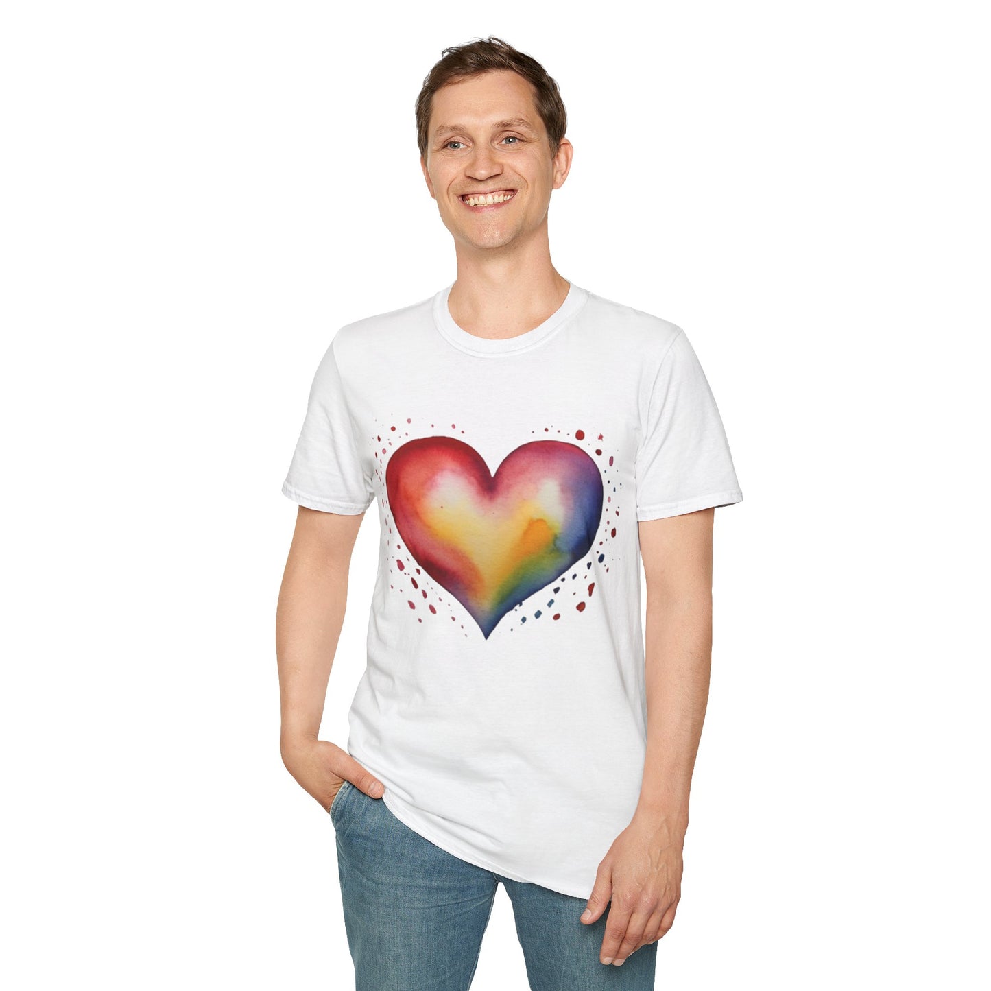 Colourful Watercolour Style Love Heart - Unisex T-Shirt