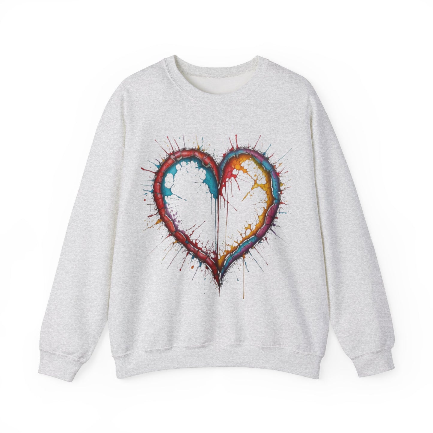 Hollow Colourful Messy Love Heart - Unisex Heavy Sweatshirt