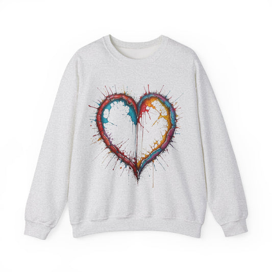 Hollow Colourful Messy Love Heart - Unisex Heavy Sweatshirt