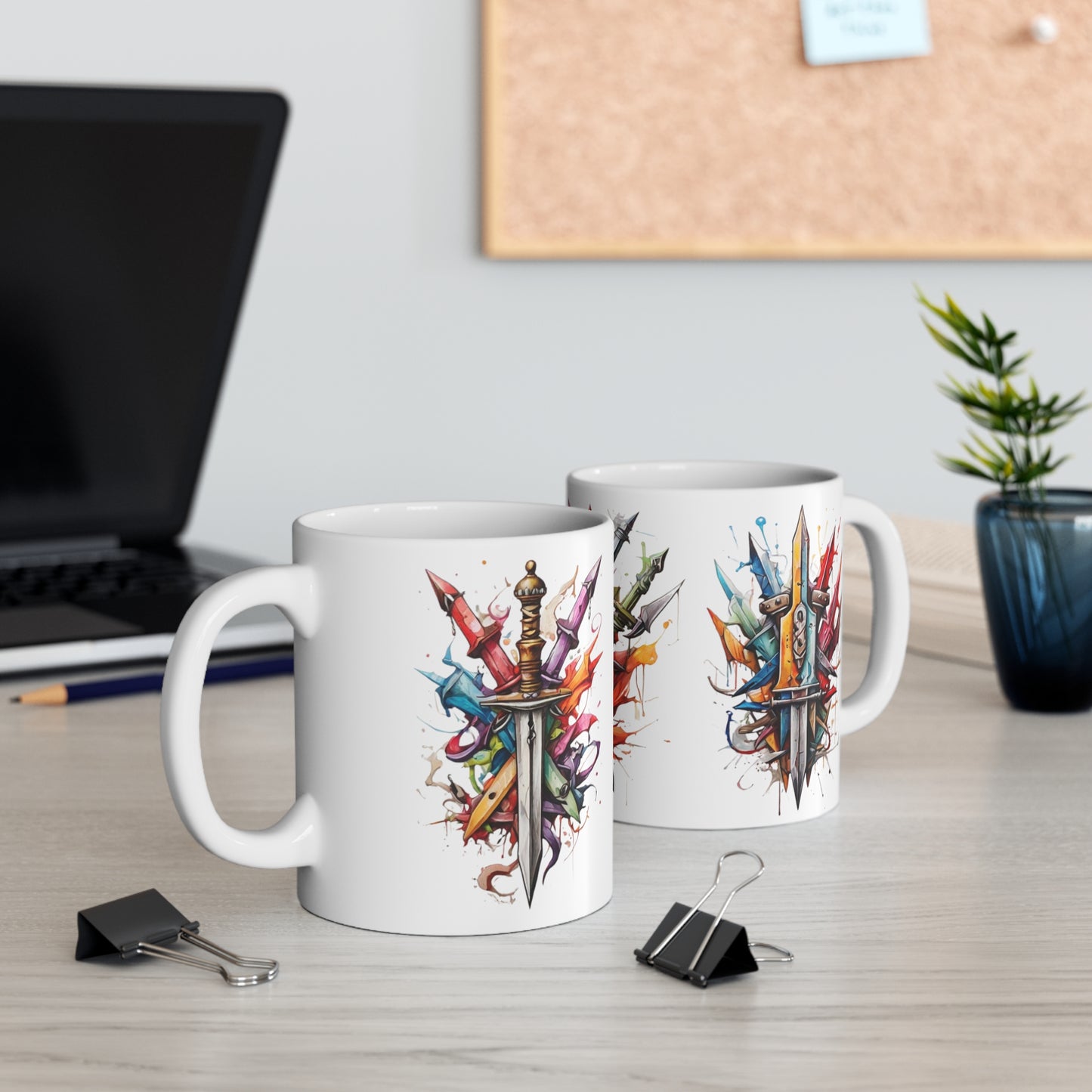 Colourful Messy Daggers Mug - Ceramic Coffee Mug 11oz