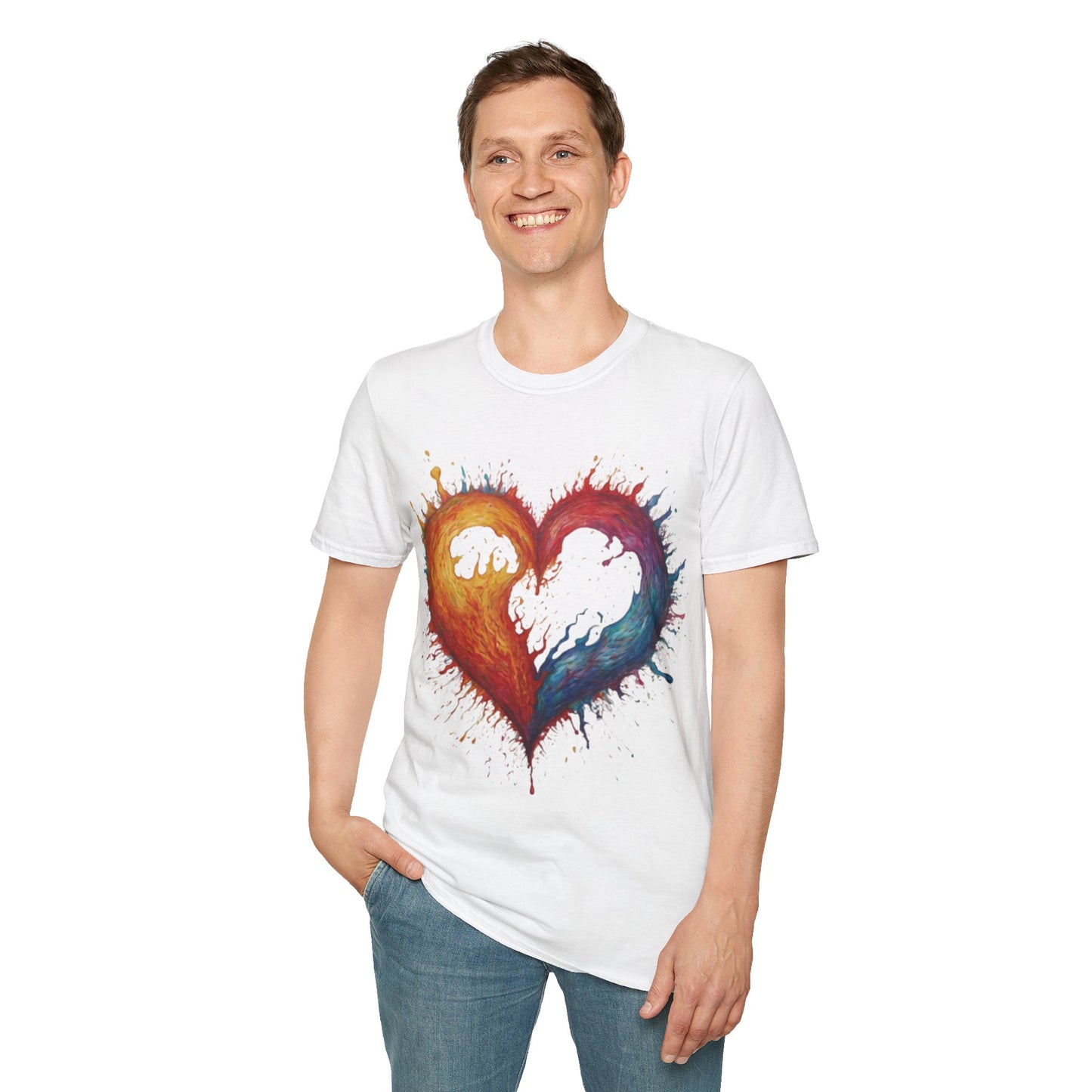 Colourful Burning Love Heart - Unisex T-Shirt