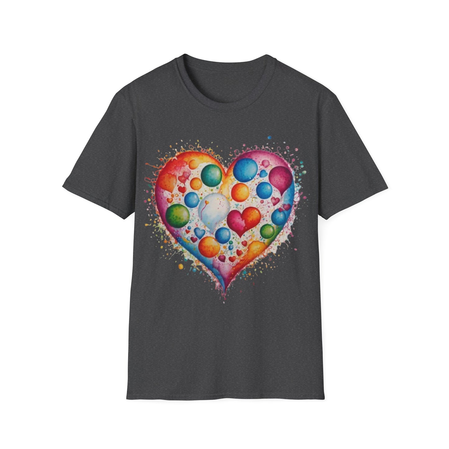 Colourful Messy Bubbles Love Heart - Unisex T-Shirt