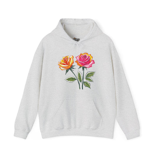 Vibrant Orange and Pink Rose - Unisex Hooded Sweatshirt