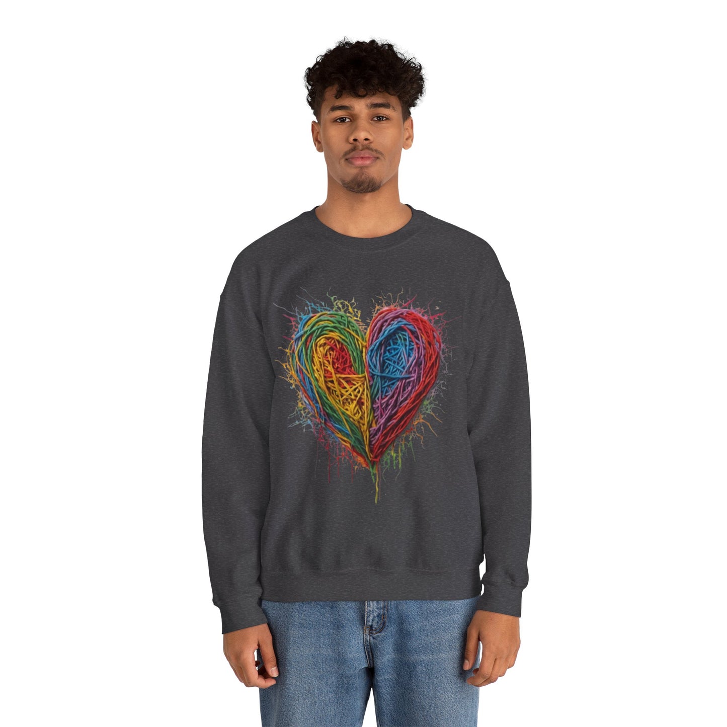 Multicoloured Scoubidou Love Heart - Unisex Crewneck Sweatshirt