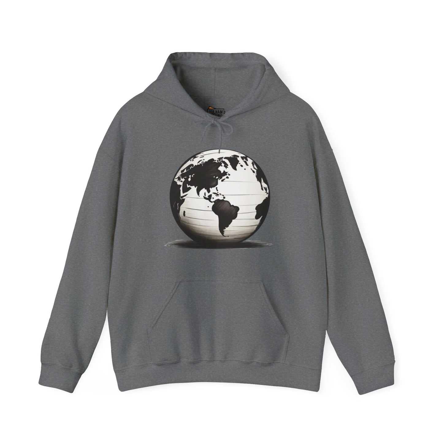 Black and White Earth Sphere - Unisex Hooded Sweatshirt