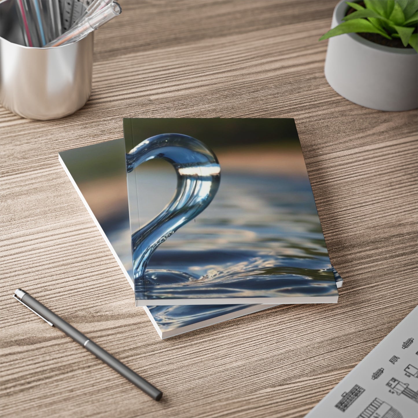 Water Love Heart - Softcover Notebook, A5