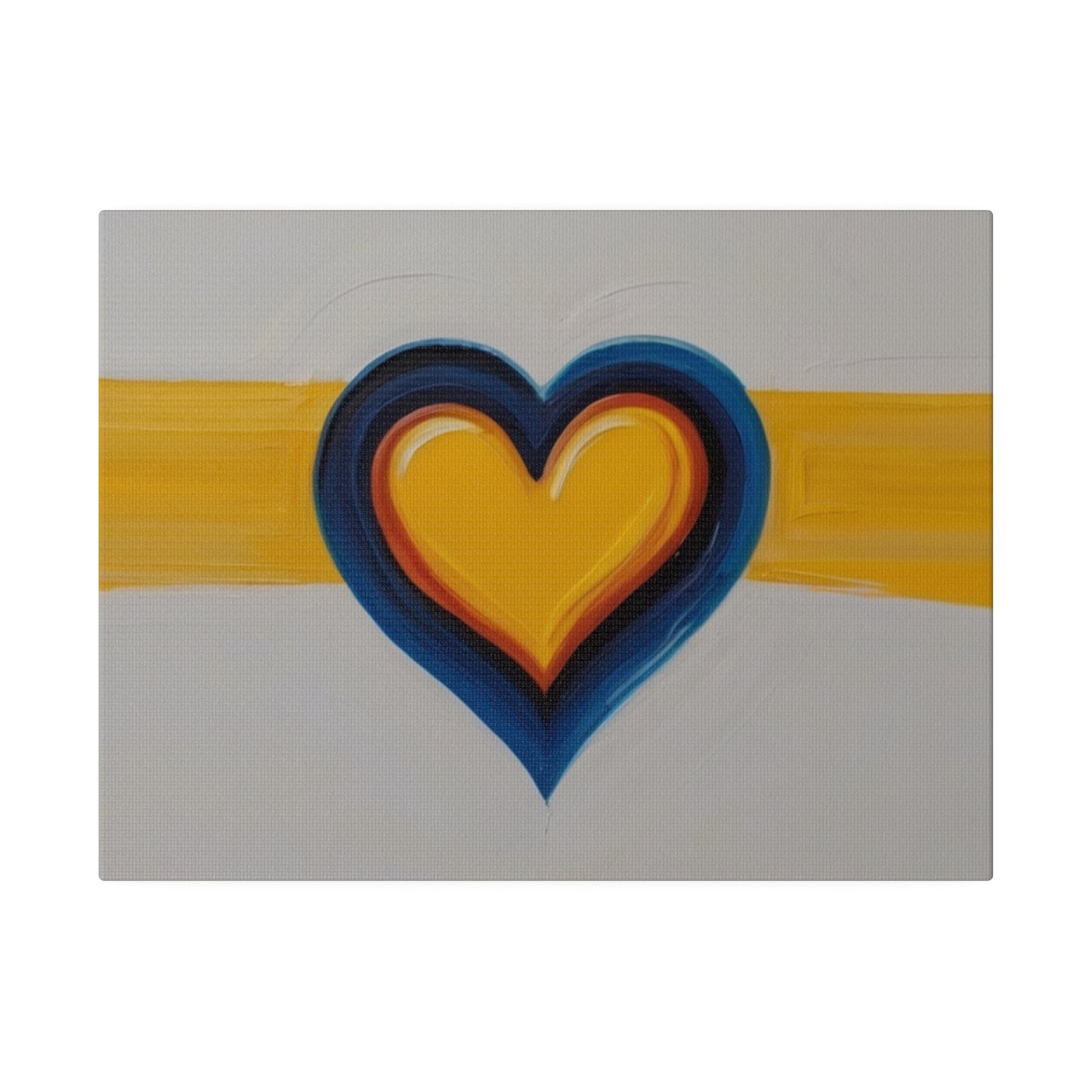 Yellow Stripe Love Heart - Matte Canvas, Stretched, 0.75"