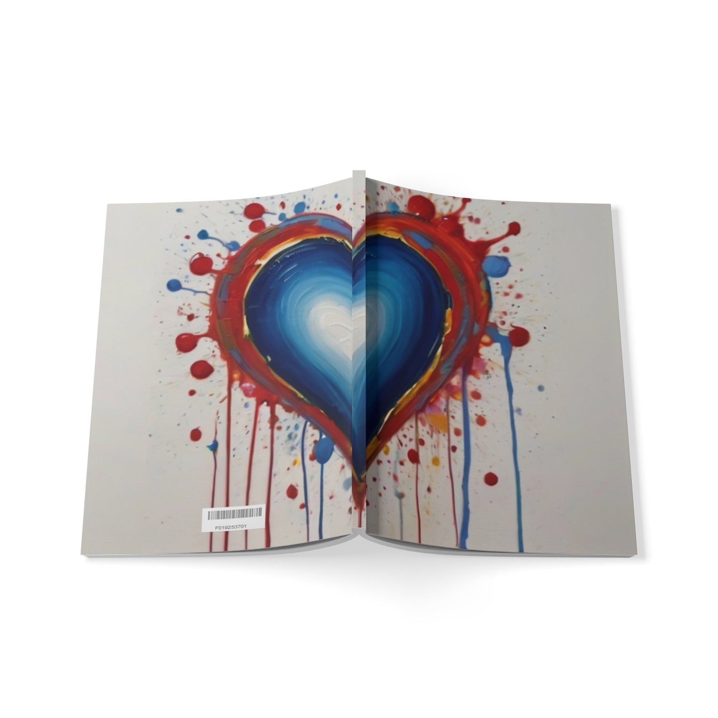 Blue Dripping Love Heart - Softcover Notebook, A5