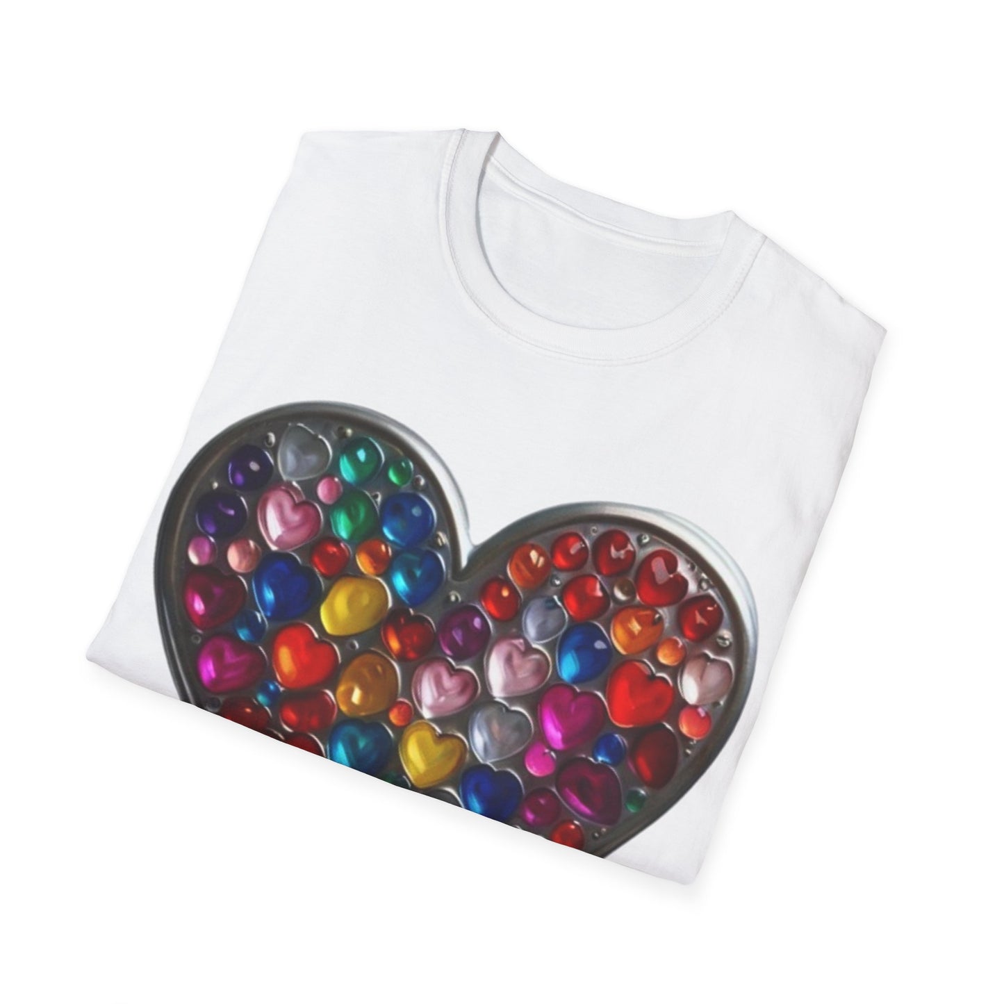 Multicoloured Silver Love Heart - Unisex T-Shirt