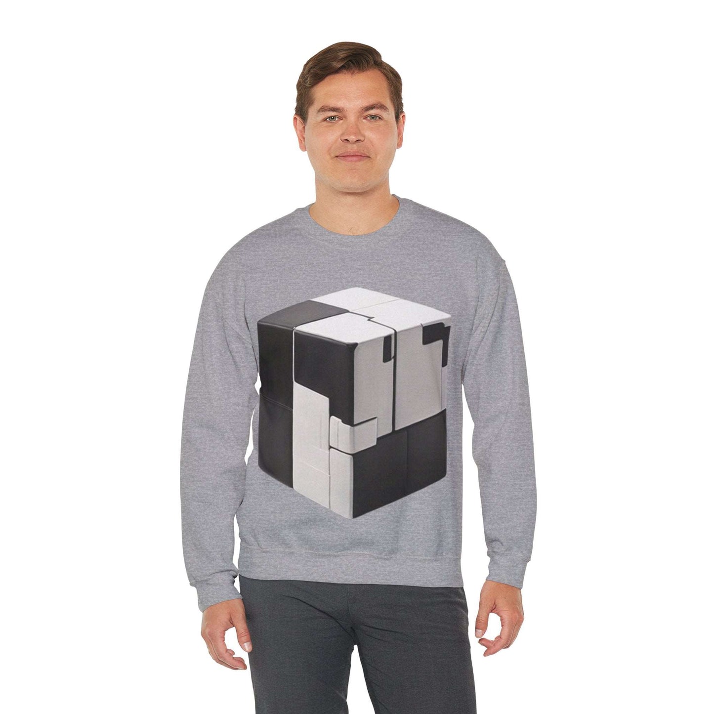 Black and White Cube - Unisex Crewneck Sweatshirt