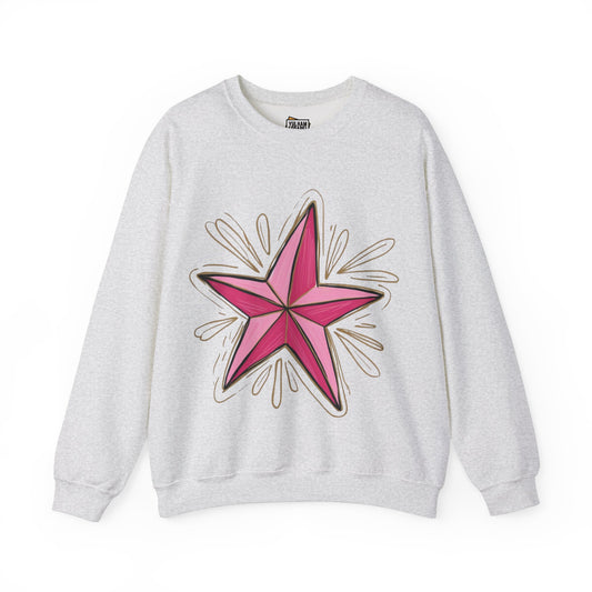 Vibrant Pink Star - Unisex Crewneck Sweatshirt