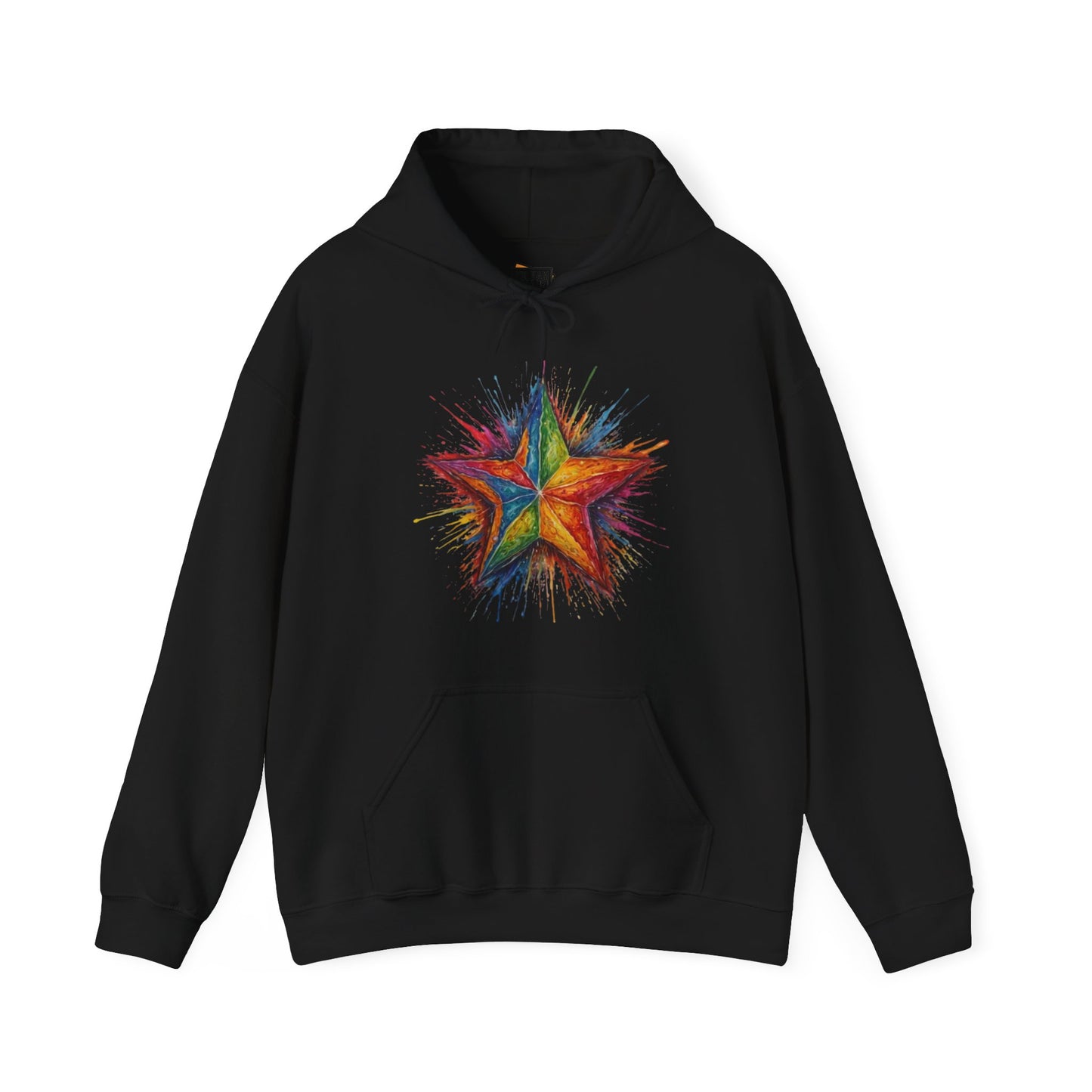 Burning Multicoloured Star - Unisex Hooded Sweatshirt