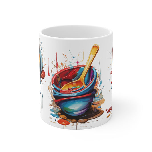 Colourful Messy Spoons Mug - Ceramic Coffee Mug 11oz