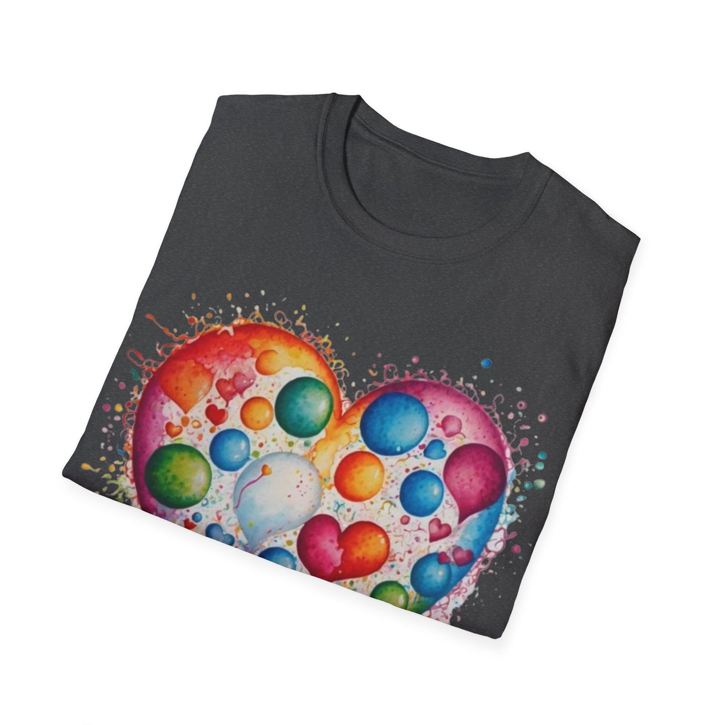 Colourful Messy Bubbles Love Heart - Unisex T-Shirt