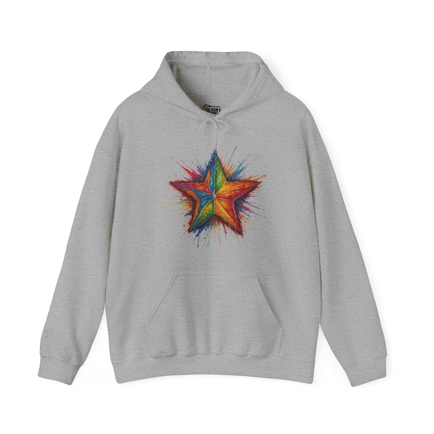 Burning Multicoloured Star - Unisex Hooded Sweatshirt