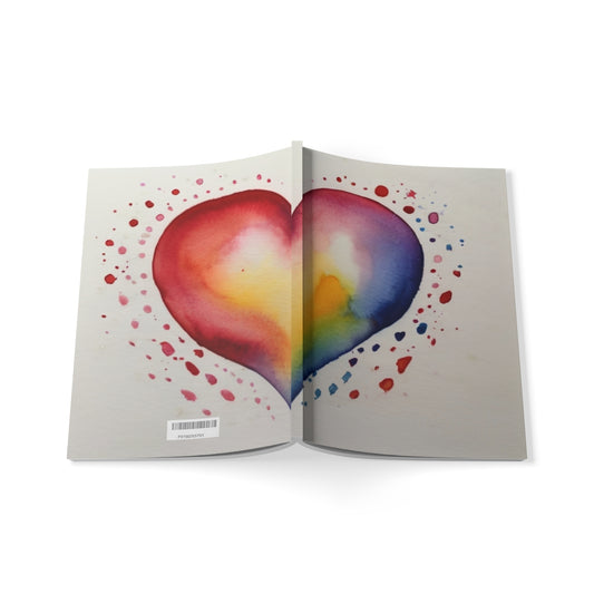 Watercolour Love Heart - Softcover Notebook, A5