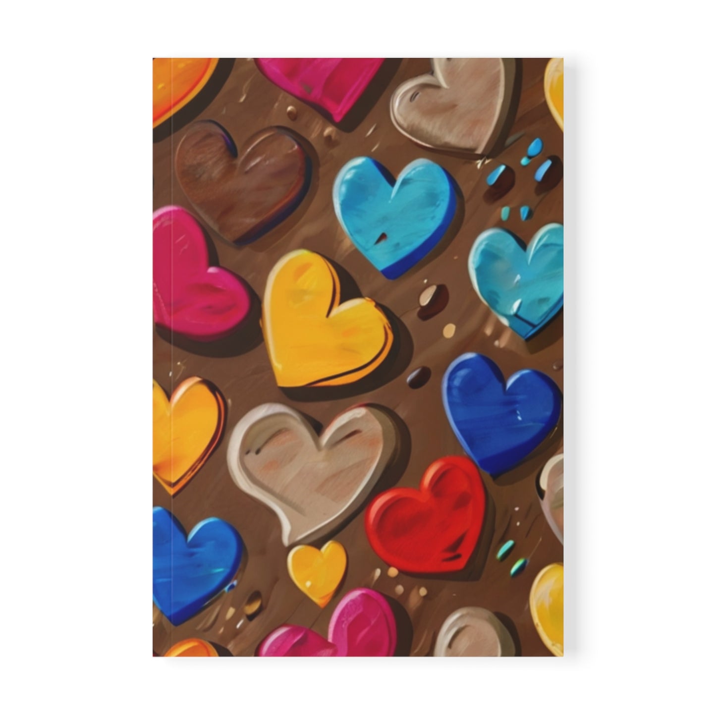 Colourful Love Hearts - Softcover Notebook, A5