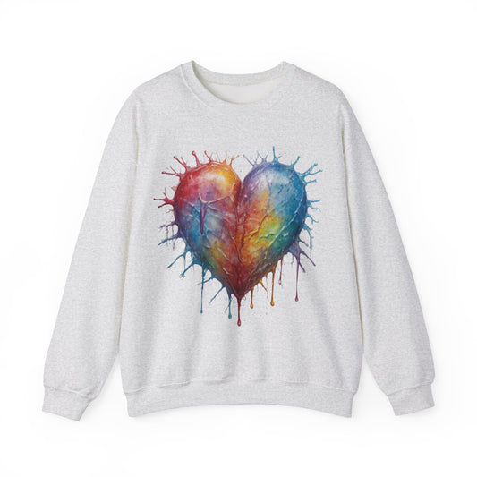 Colourful Messy Frozen Love Heart - Unisex Crewneck Sweatshirt