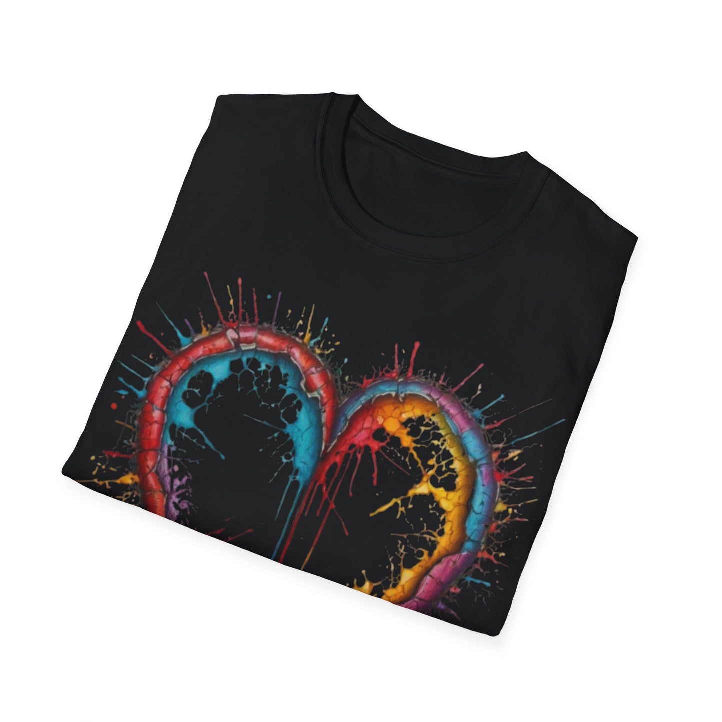 Hollow Colourful Messy Love Heart - Unisex T-Shirt