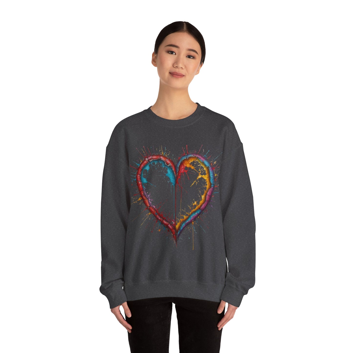 Hollow Colourful Messy Love Heart - Unisex Heavy Sweatshirt