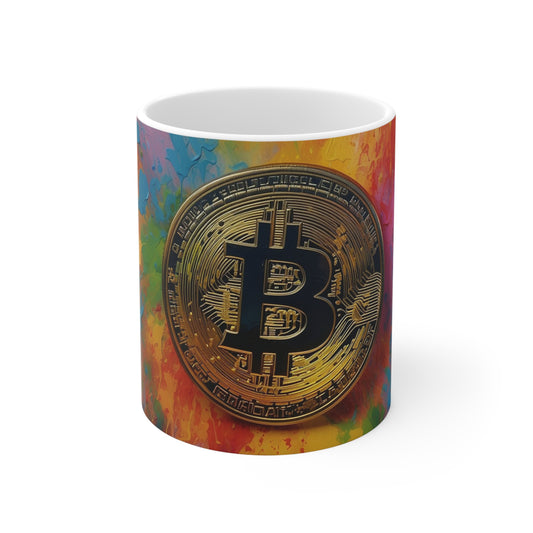 Colourful Bitcoin Mug - Ceramic Coffee Mug 11oz