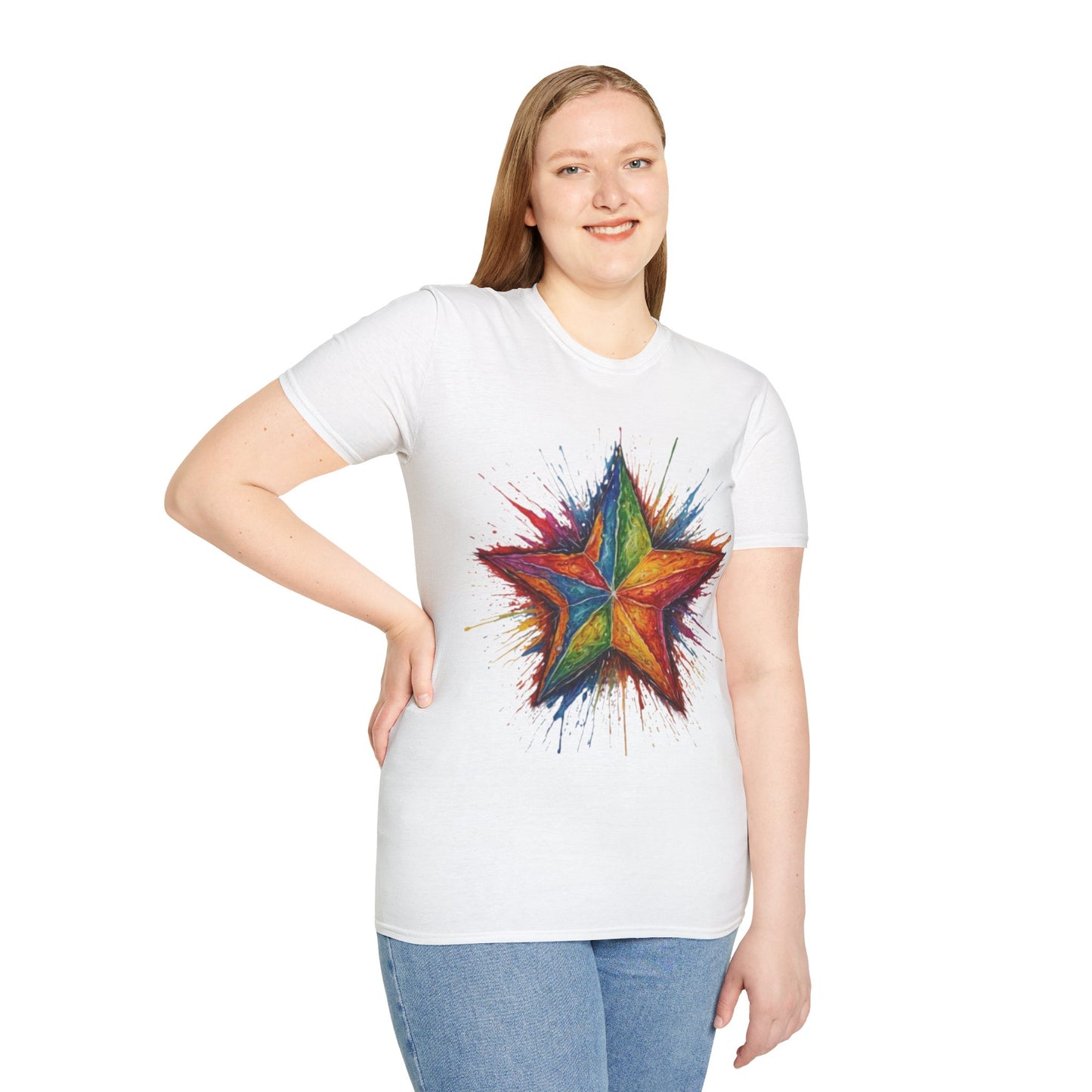 Burning Multicoloured Star - Unisex T-Shirt