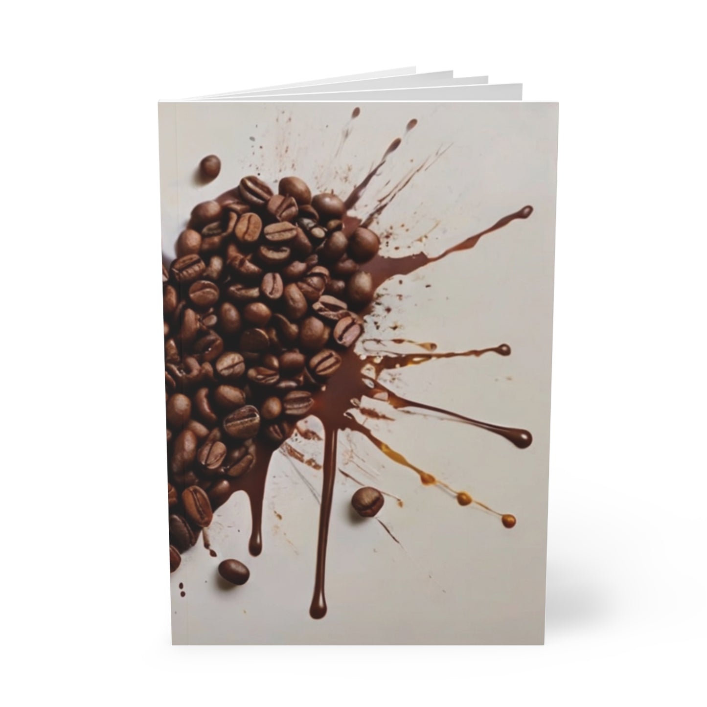 Coffee Beans Love Heart Splatter - Softcover Notebook, A5