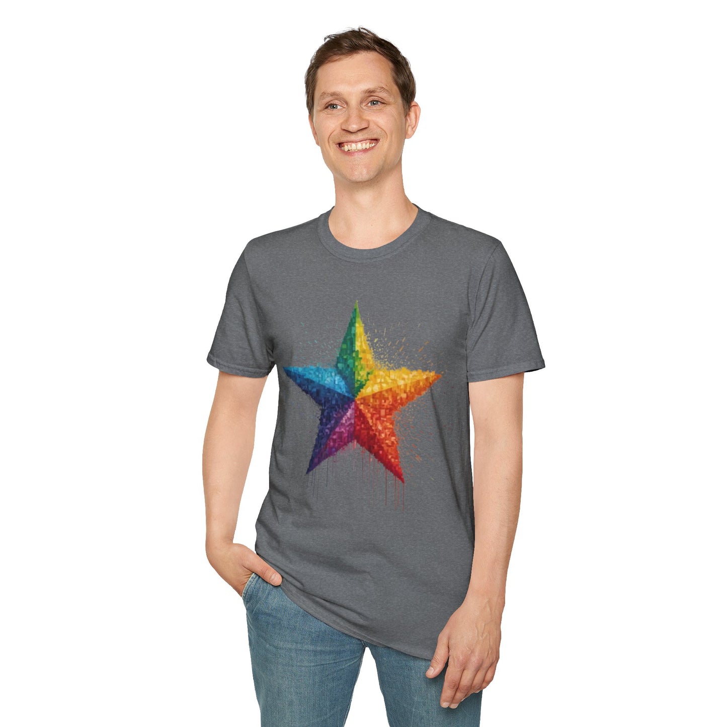 Multicoloured Pixelated Star - Unisex T-Shirt