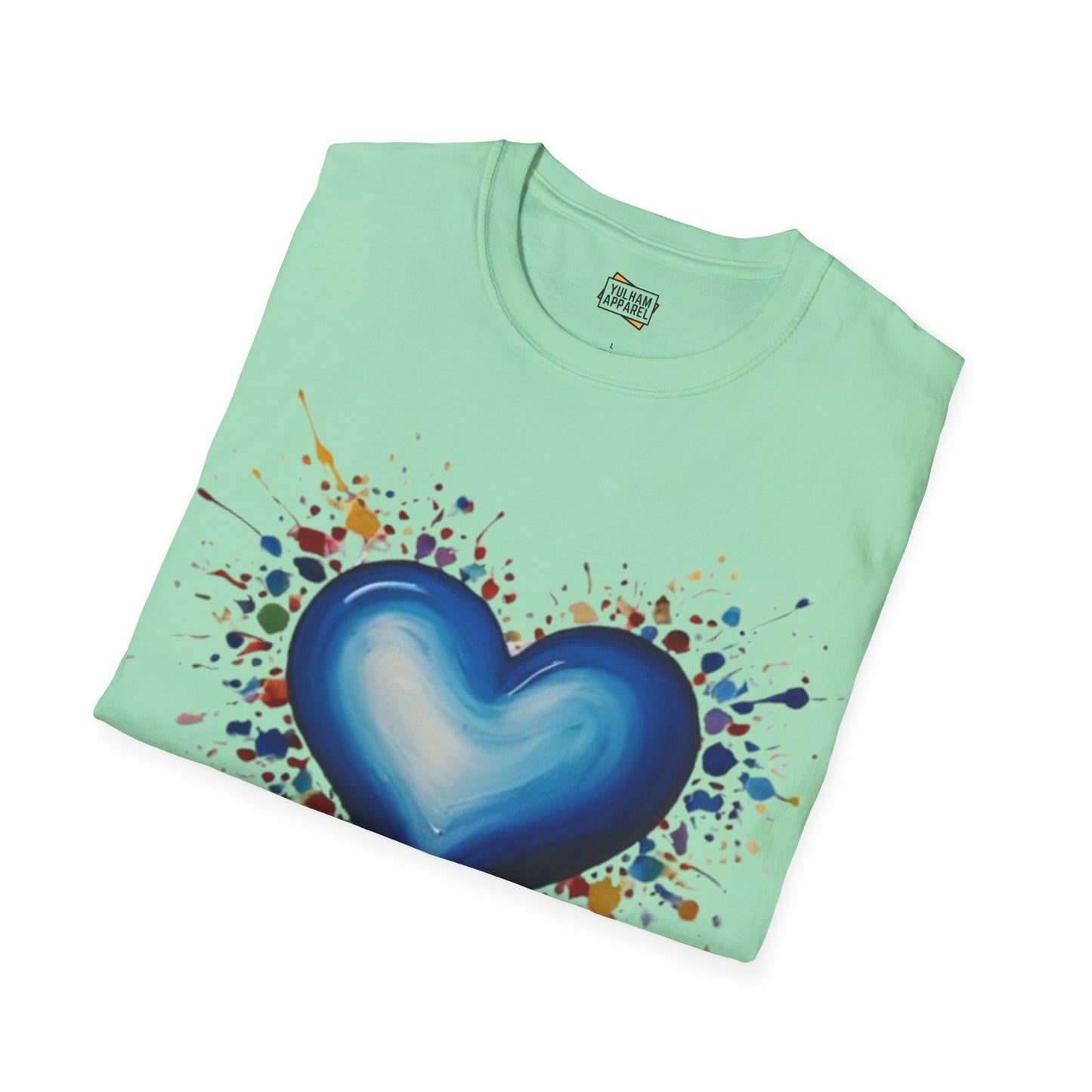 Messy Splatter Blue Love Heart - Unisex T-Shirt