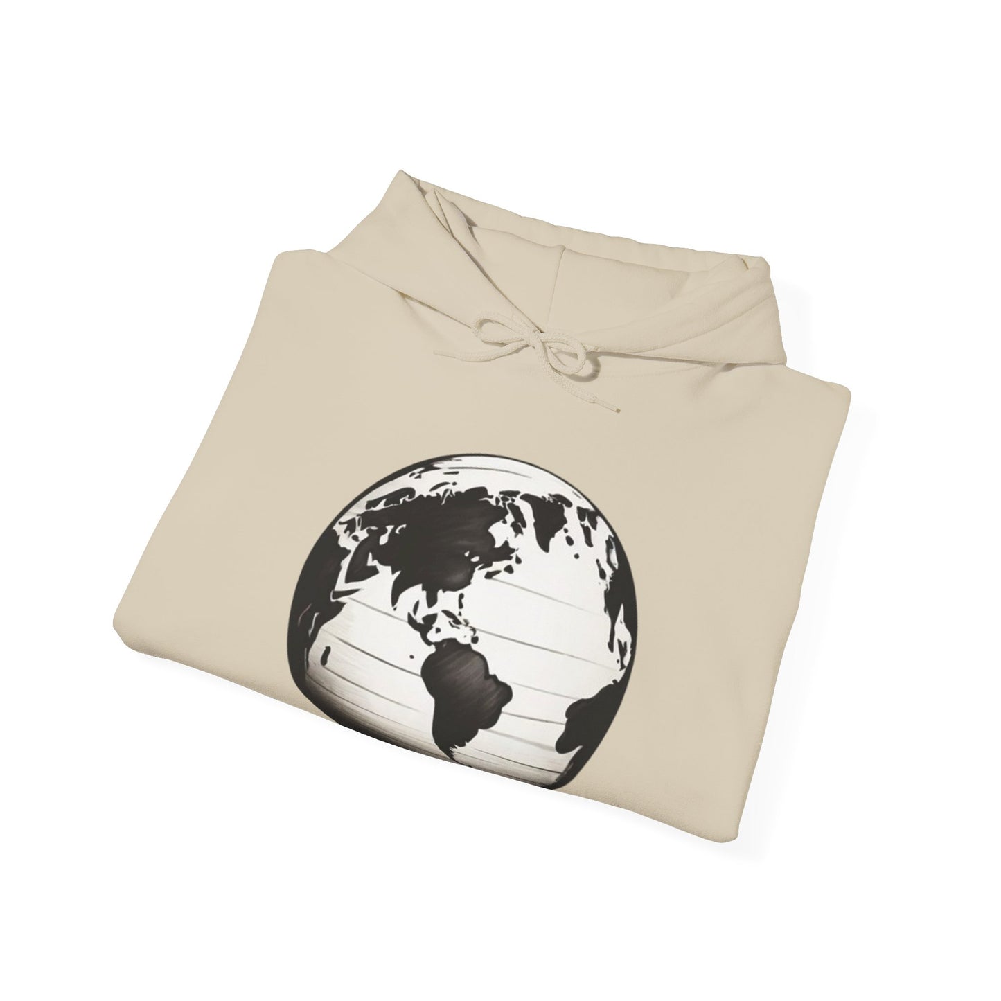 Black and White Earth Sphere - Unisex Hooded Sweatshirt