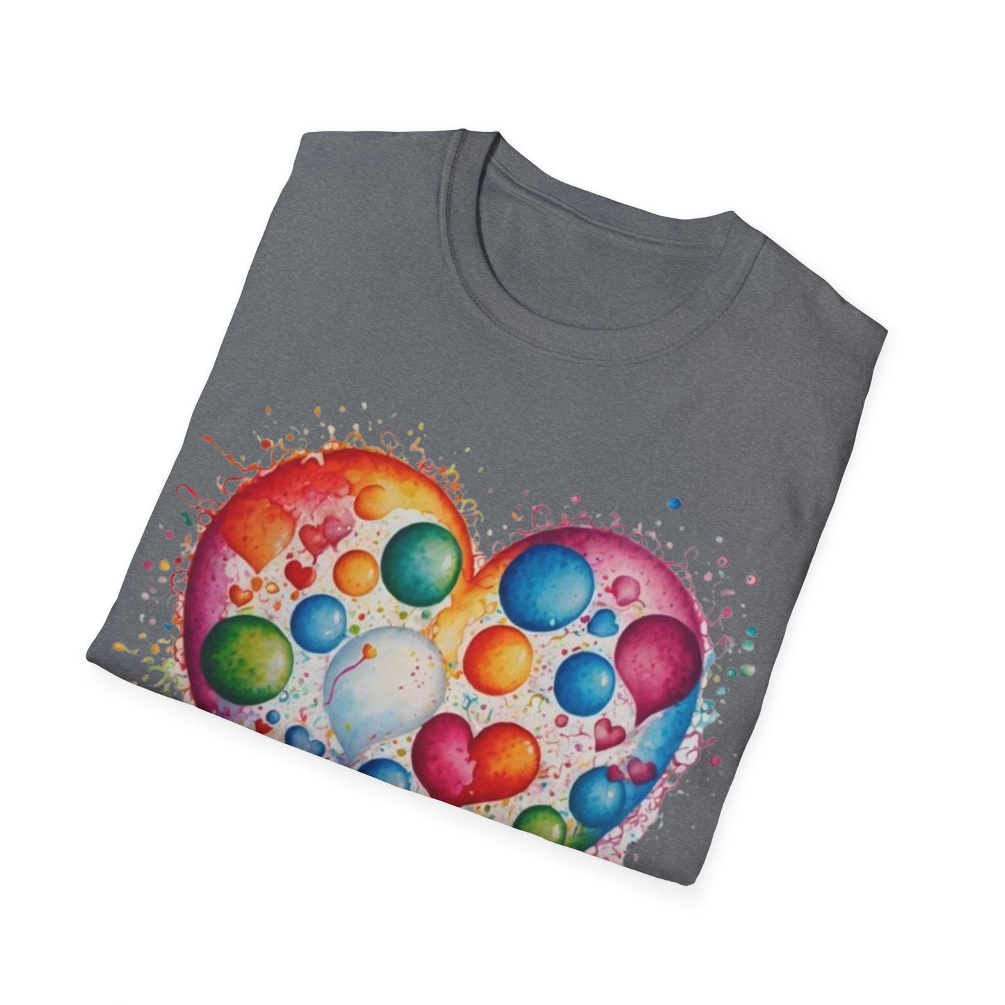 Colourful Messy Bubbles Love Heart - Unisex T-Shirt