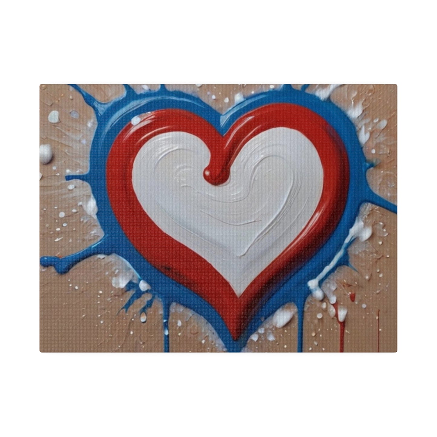 Red, White and Blue Love Heart - Matte Canvas, Stretched, 0.75"