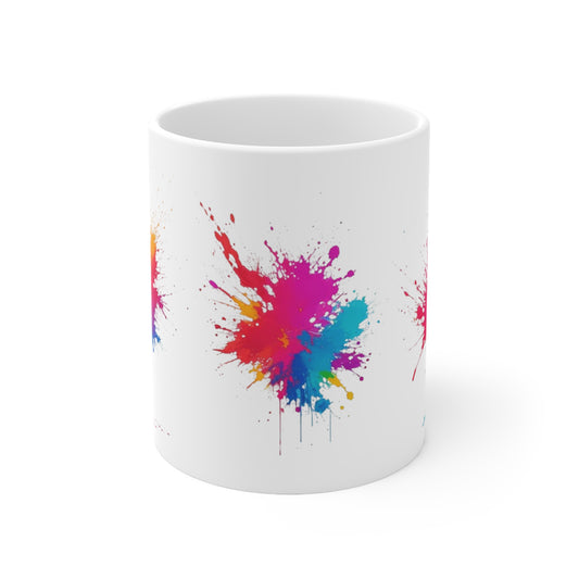 Colourful Messy Splatter Paint Art Mug - Ceramic Coffee Mug 11oz