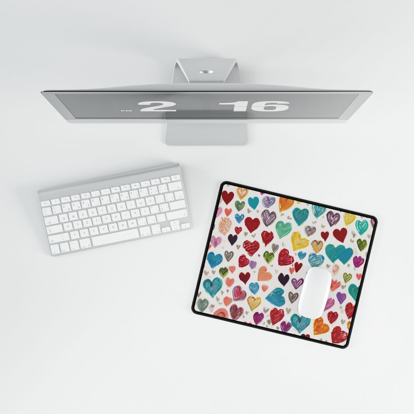 Sketched Colourful Small Love Hearts - Desk Mats