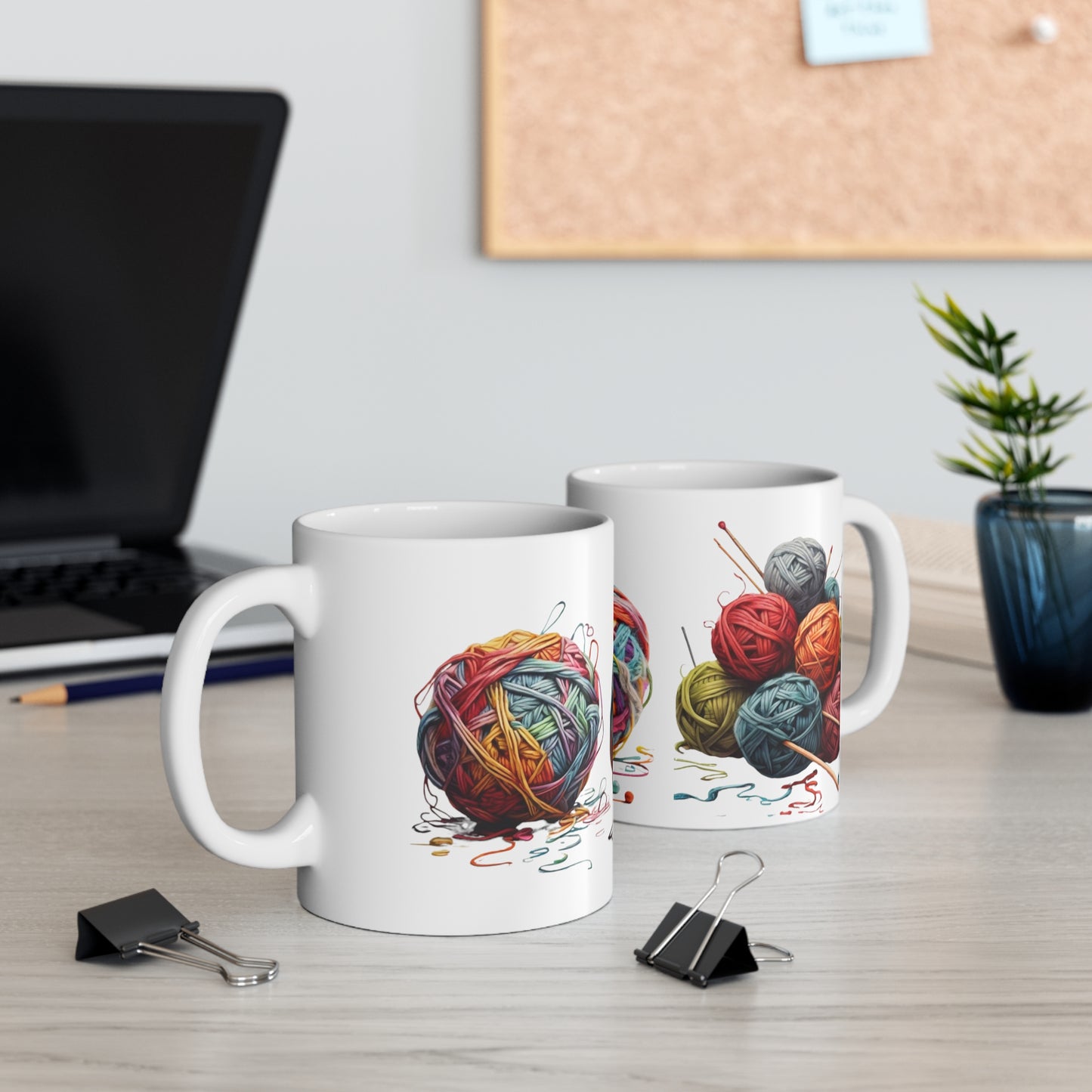 Colourful Knitting Balls Mug - Ceramic Coffee Mug 11oz