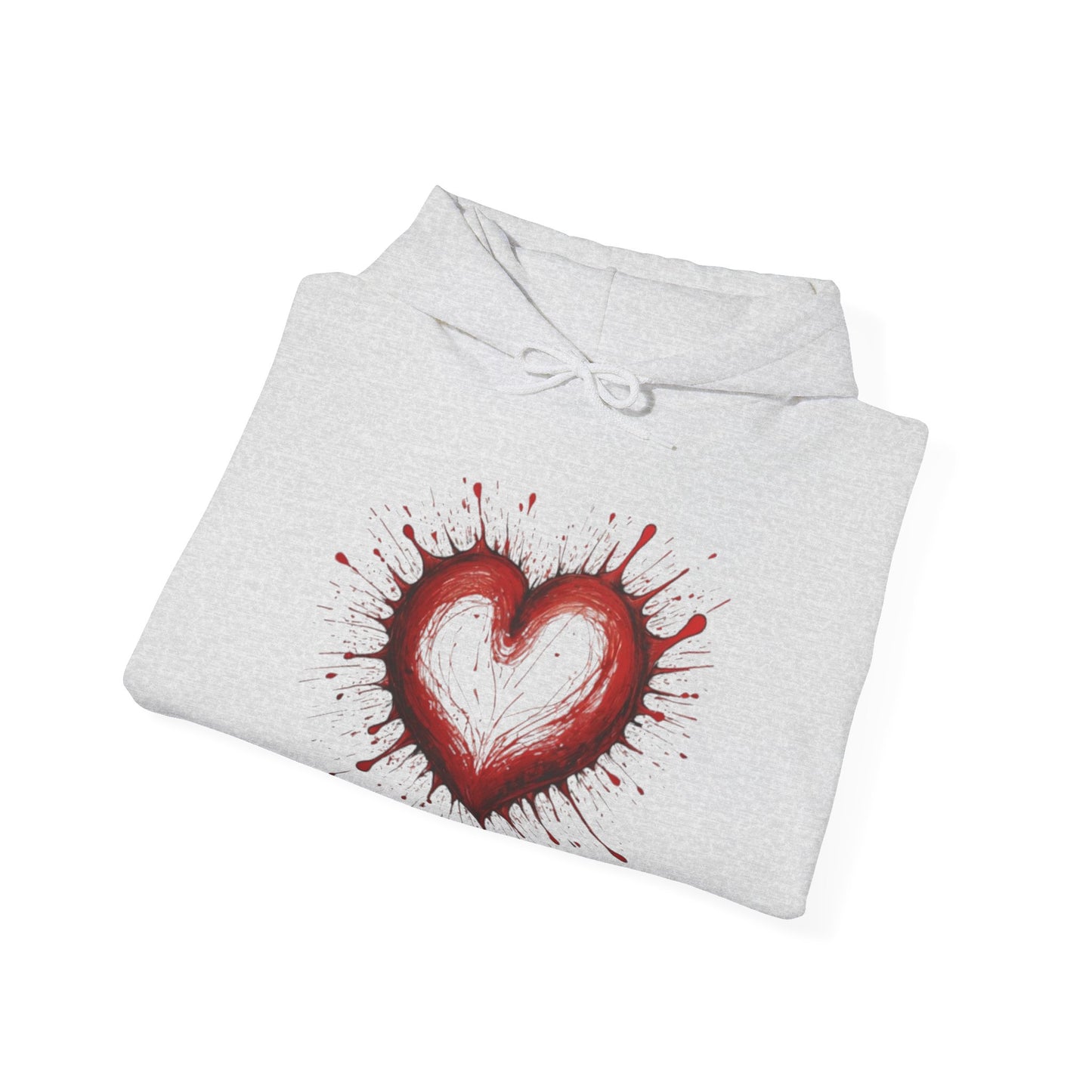 Messy Red Love Heart - Unisex Hooded Sweatshirt