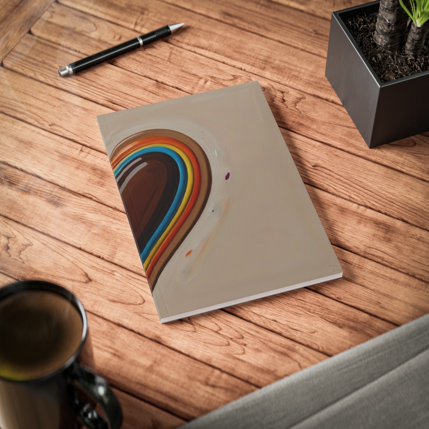 Colourful Brown Heart - Softcover Notebook, A5