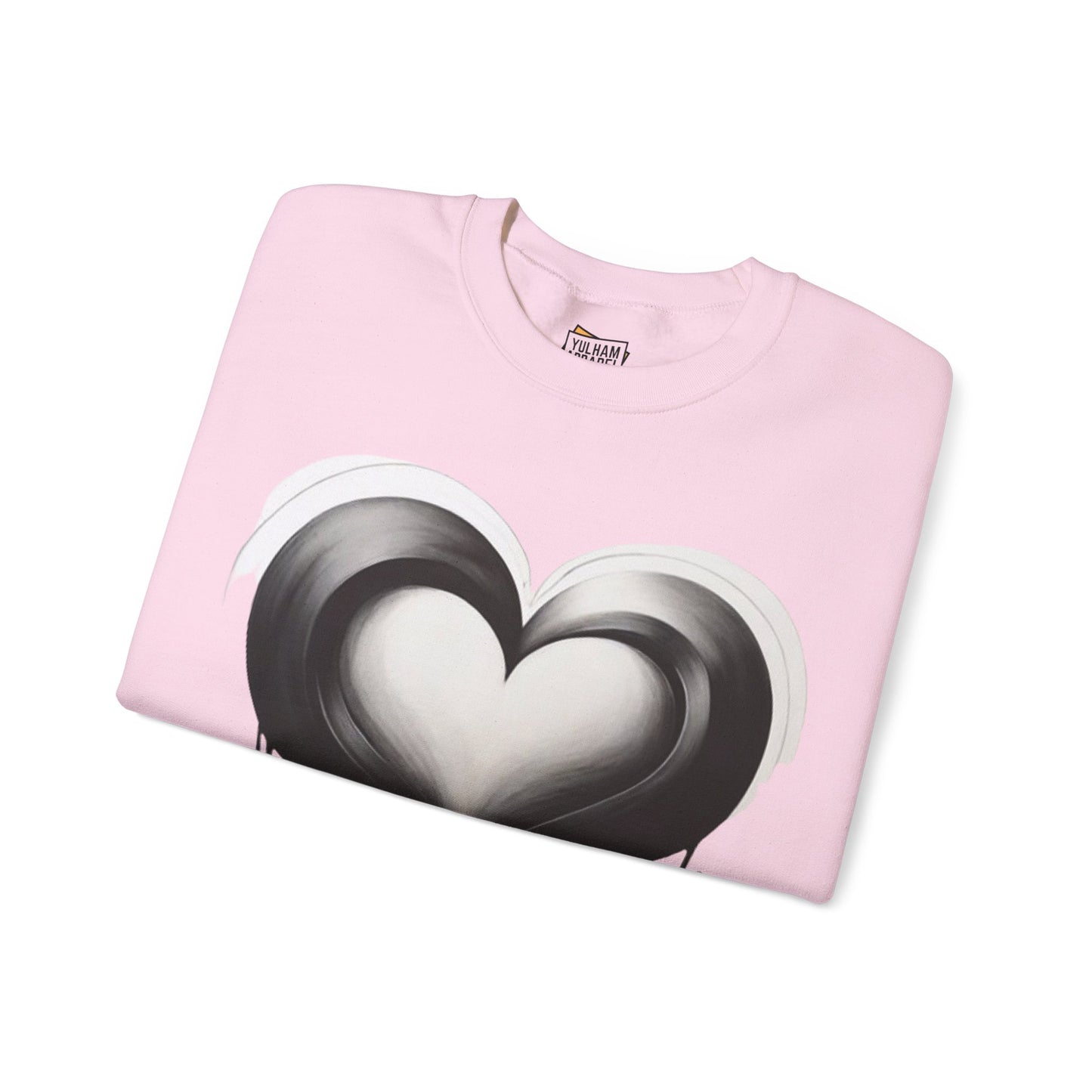 Black and White Love Heart - Unisex Crewneck Sweatshirt