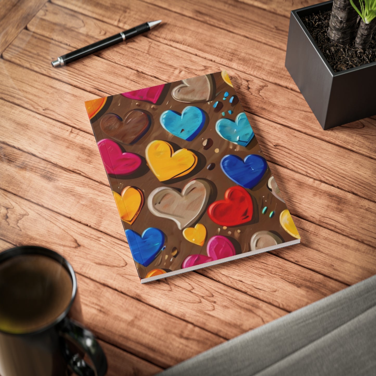 Colourful Love Hearts - Softcover Notebook, A5